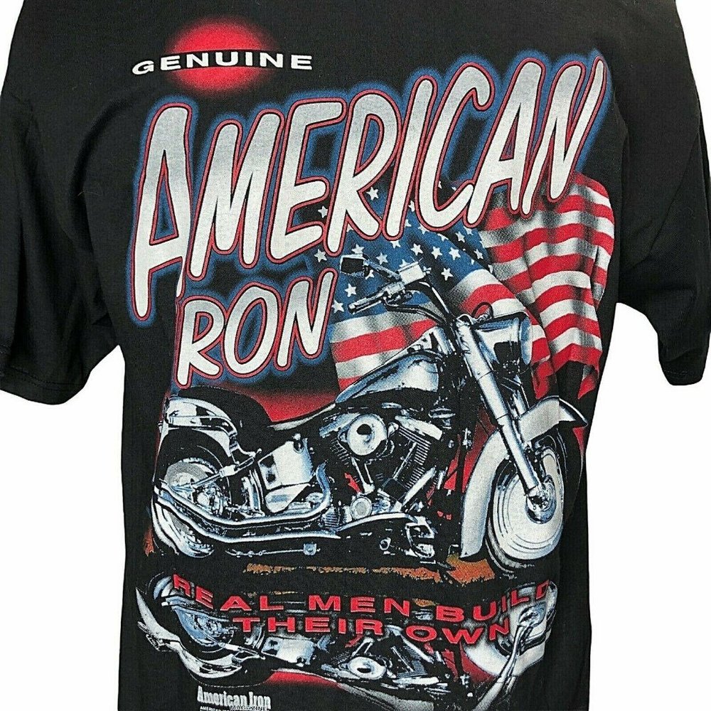New VTG American Iron‎ Biker T Shirt Large Real Men